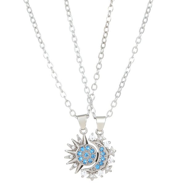 2pcs Necklace Sun And Moon Magnetic Pendant Clavicle Chain Necklace For Couple Lovers - Image 7