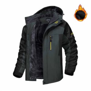 Winter Hooded Jacket Fashion Casual Warm Fleece Coat Windproof Rainproof Parka Windbreaker Men’s Top